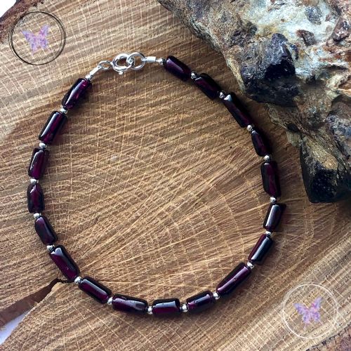 Garnet Tube Bead Bracelet